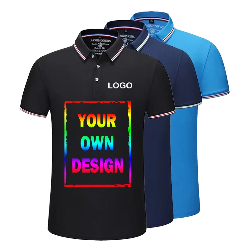 Customized/DIY logo shirt design with printed logo for men and women's casual short sleeved Polo advertisement/team top