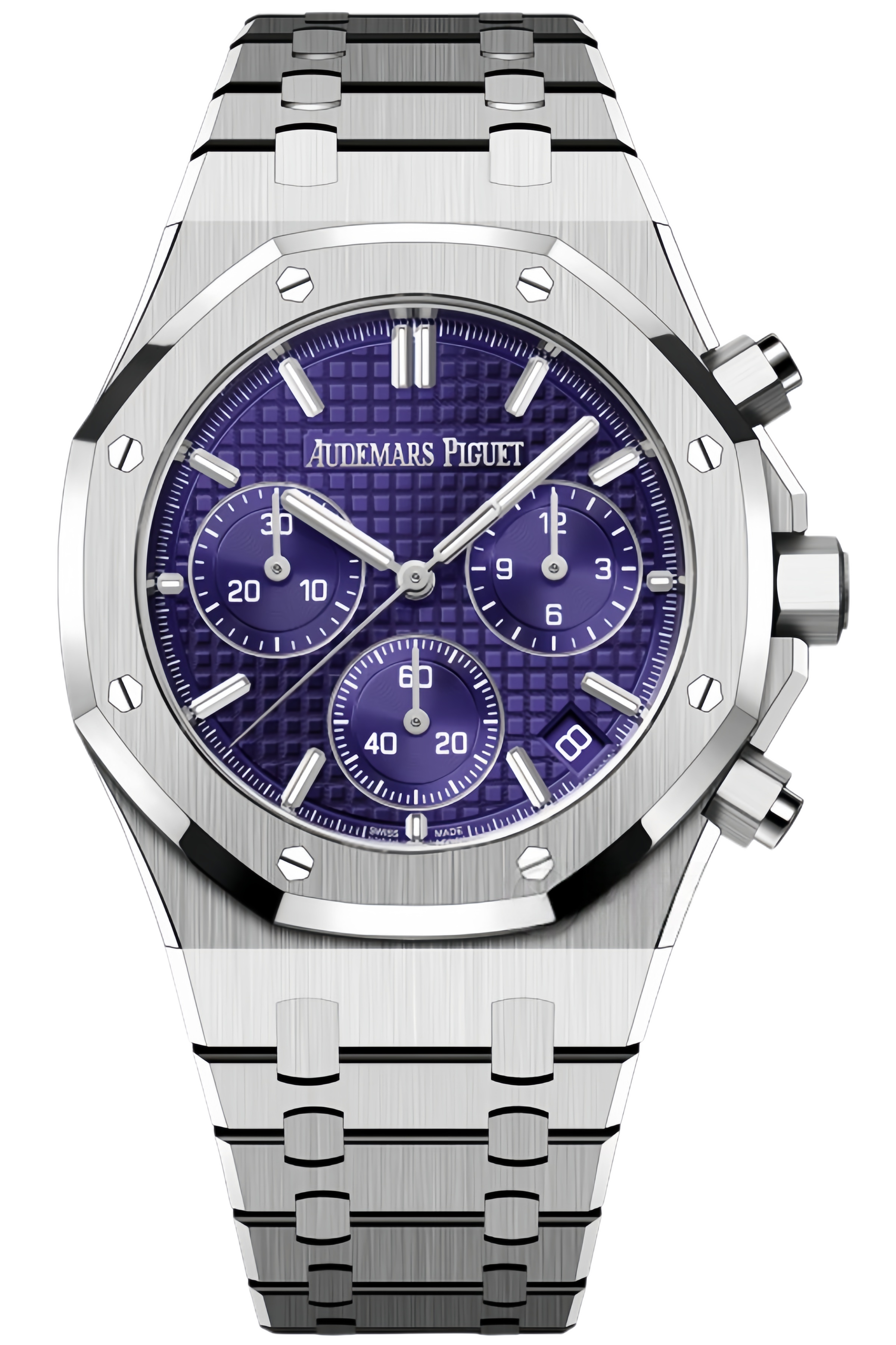 Audemars Piguet Royal Oak Chronograph Ref. 26240BC.OO.1320BC.01 Super Clone Watch – White Gold Blue Dial Swiss Replica