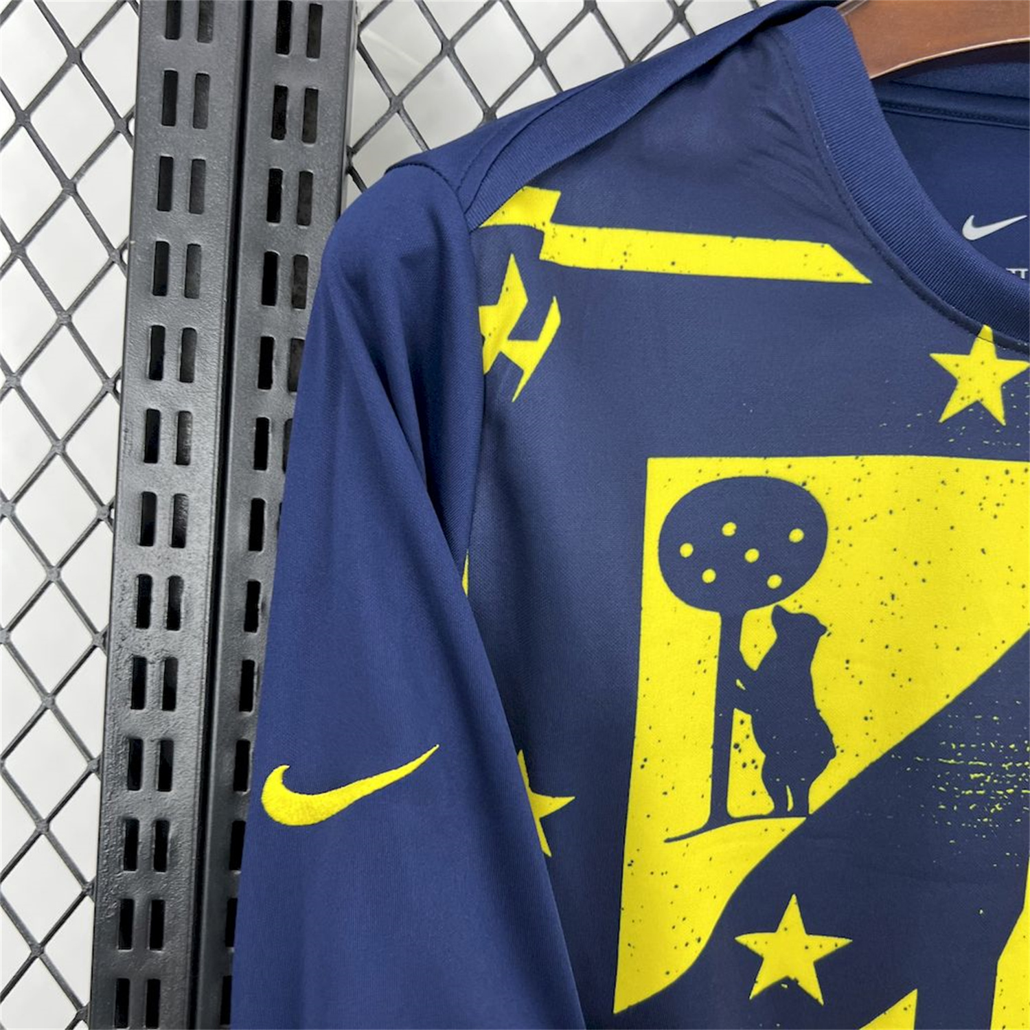 UltraTrikot-Atletico Madrid 25-26 Yellow Blue Stripes Pre-Match Training Long Sleeves Jersey - Fans Version