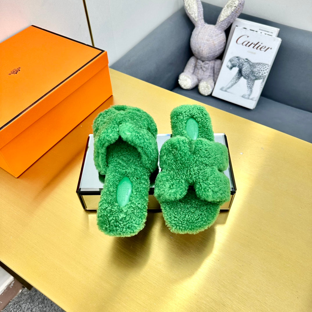 0RAN SHEARLING SANDALS EMERALD GREEN、mysite、Cacoeks
