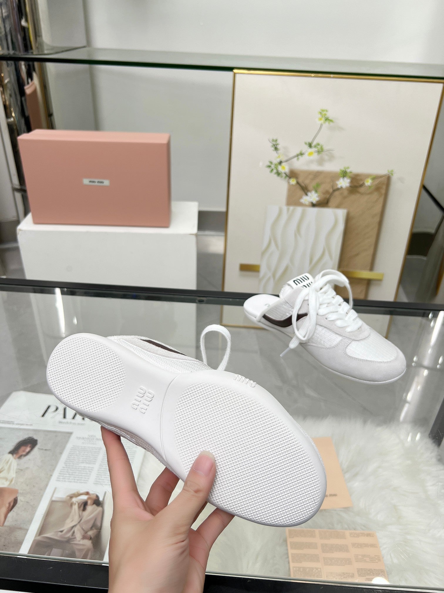 GYMNASIUM SNEAKERS MULES LIGHT GREY SUEDE AND WHITE TECHNICAL FABRIC、mysite、Cacoeks