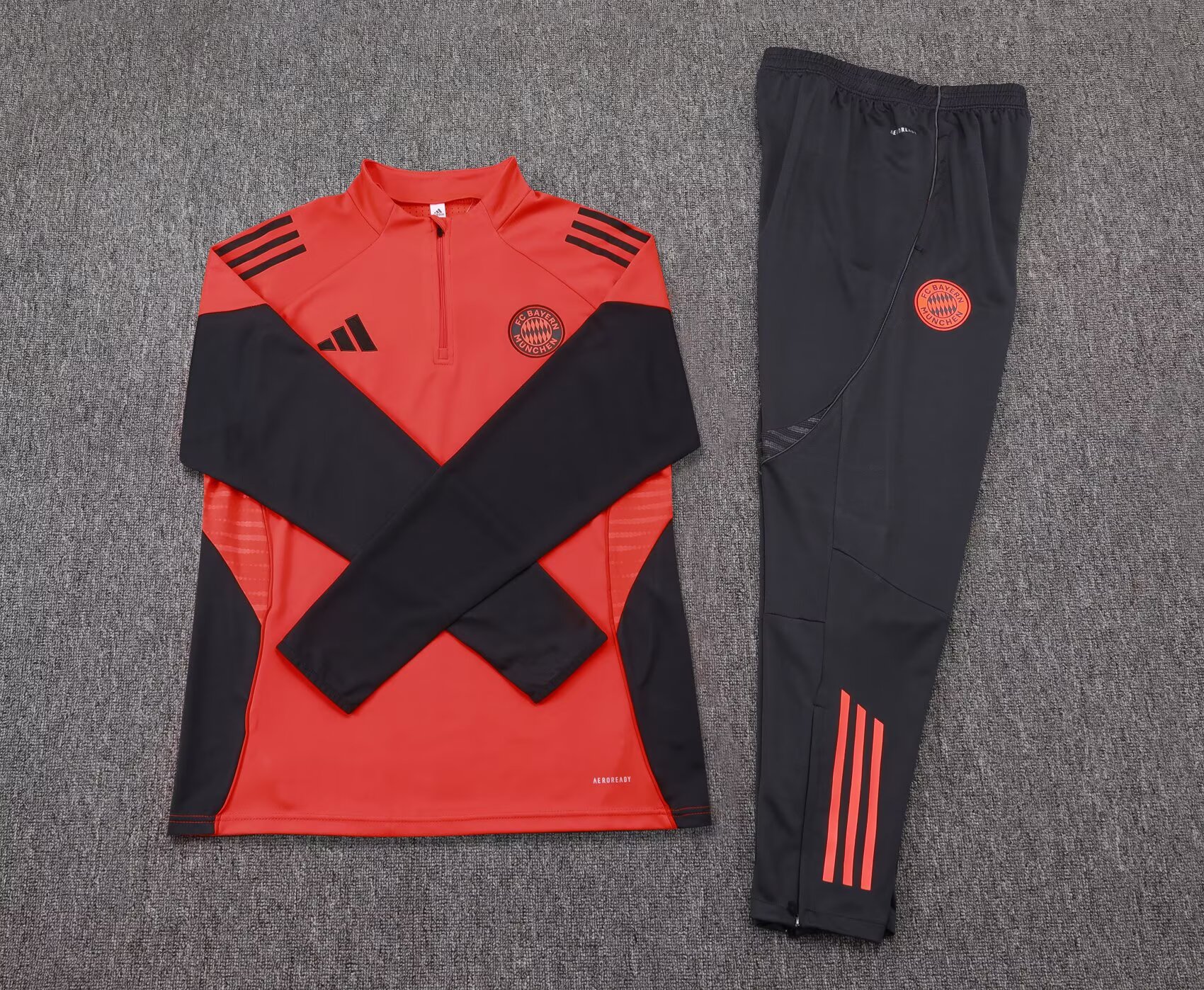 2025/2026 Bayern Munich Half-Pull Training Suit Orange-Red Football Shirt 1:1 Thai Quality Set:football jersey mysite: unitedjerseyfootball 邓江浪:football