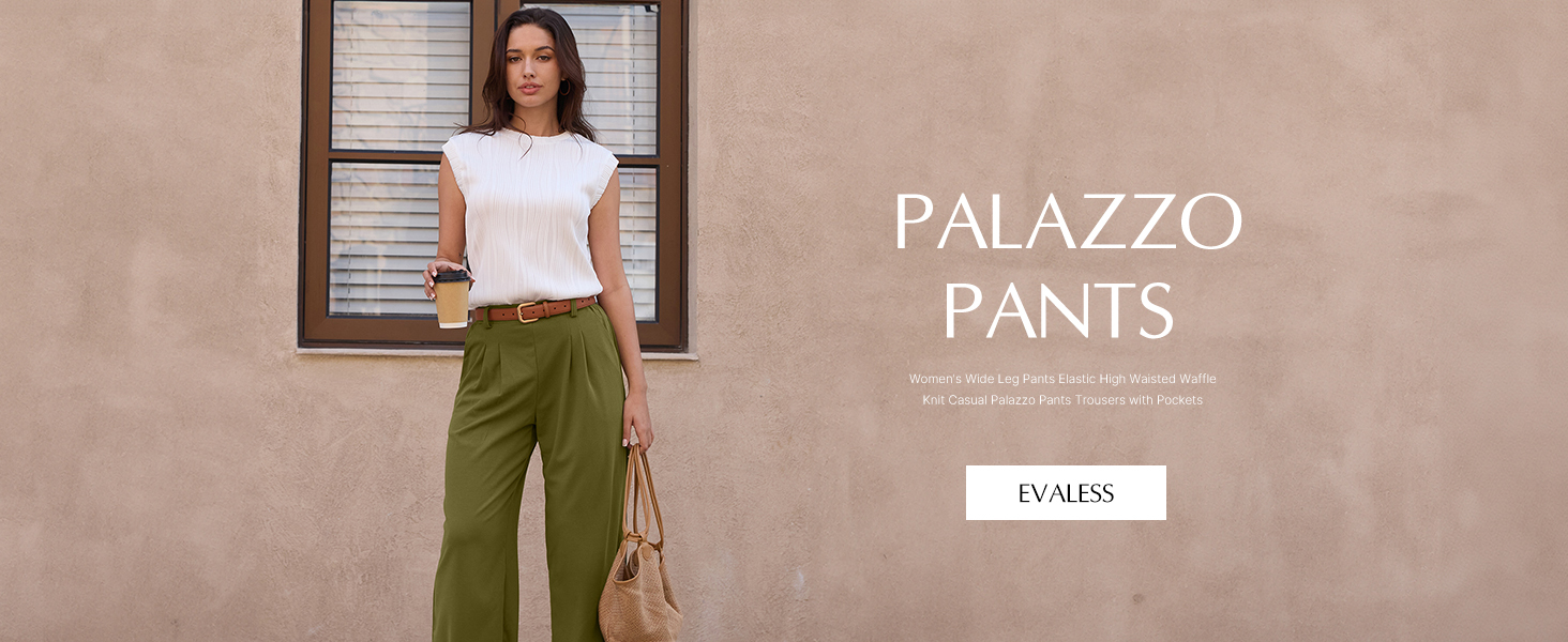 Women's Wide Leg Pants Elastic High Waisted