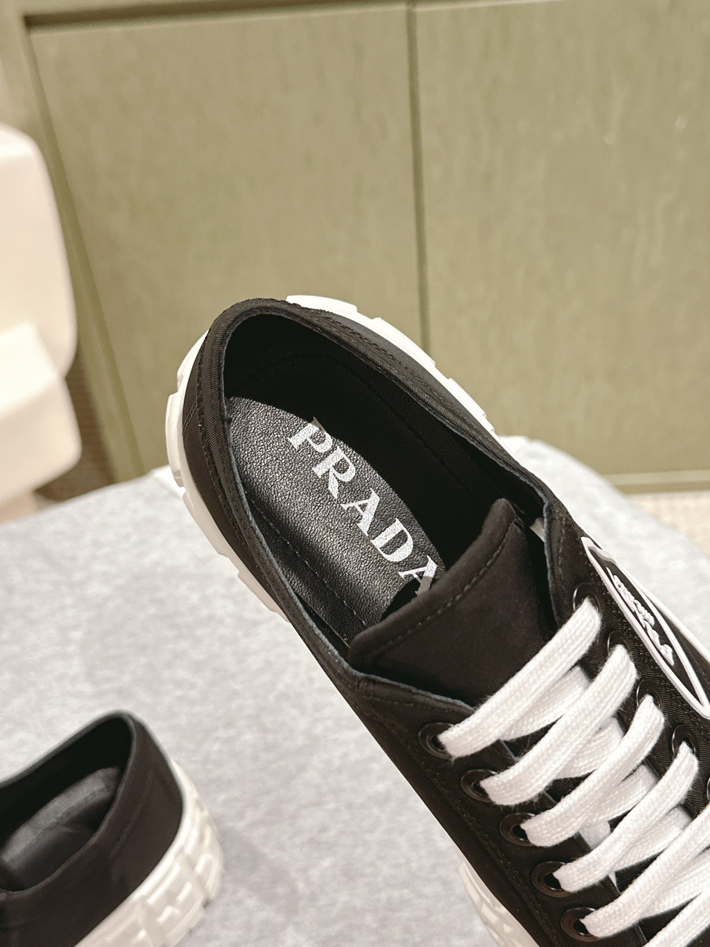 PRA DOUBLE WHEEL RE-NYLON GABARDINE SNEAKERS BLACK CALFSKIN、mysite、Cacoeks