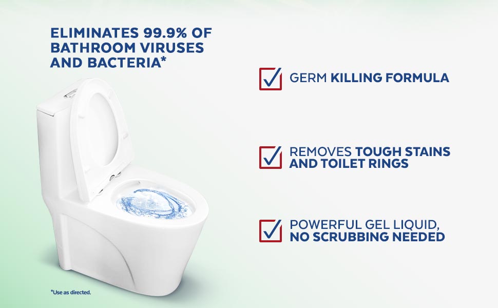 Eliminates 99.9% of bathroom viruses and bacteria