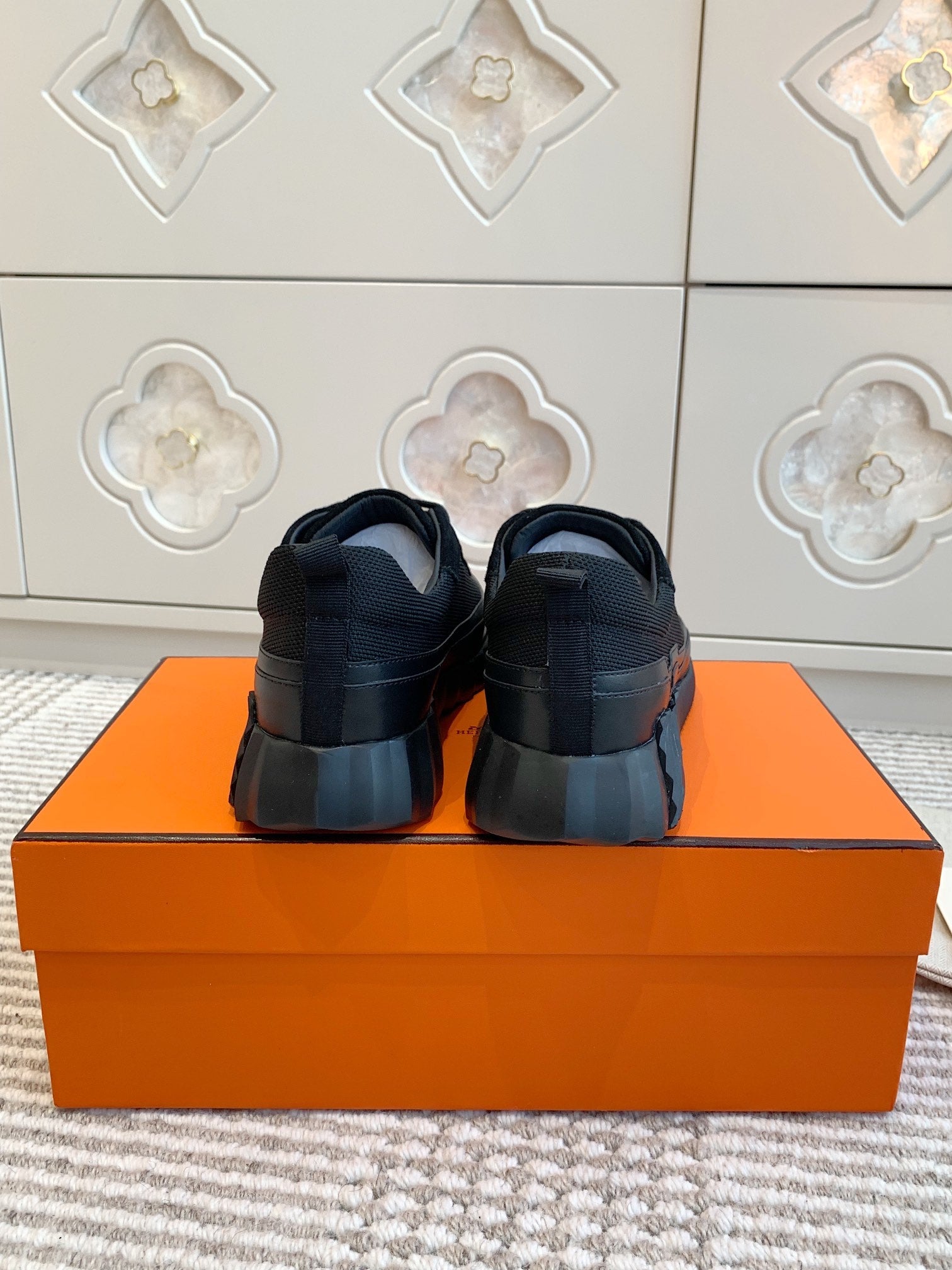 BOUNCING SNEAKER IN BLACK GRAPHIC MESH AND CALFSKIN、mysite、Cacoeks