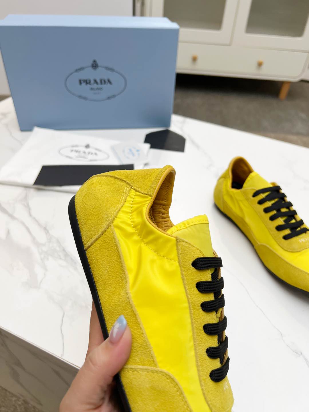 COLLAPSE SNEAKERS IN YELLOW SUEDE AND NYLON、mysite、Cacoeks