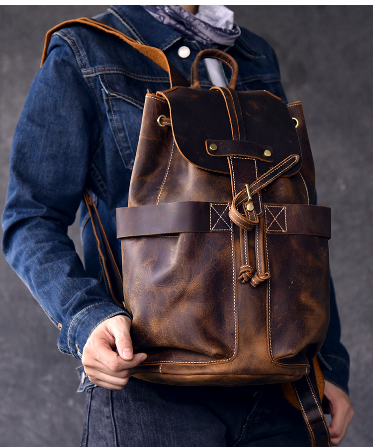 Model&nbsp;Show of Woosir Genuine Leather Vintage Backpack
