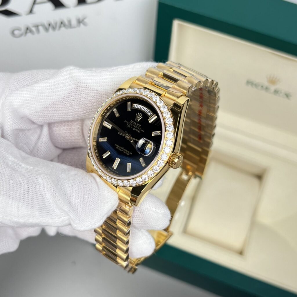 Đồng Hồ Rolex Day-Date Bọc Vàng 18K Mặt Số Đen GM V2 (1)