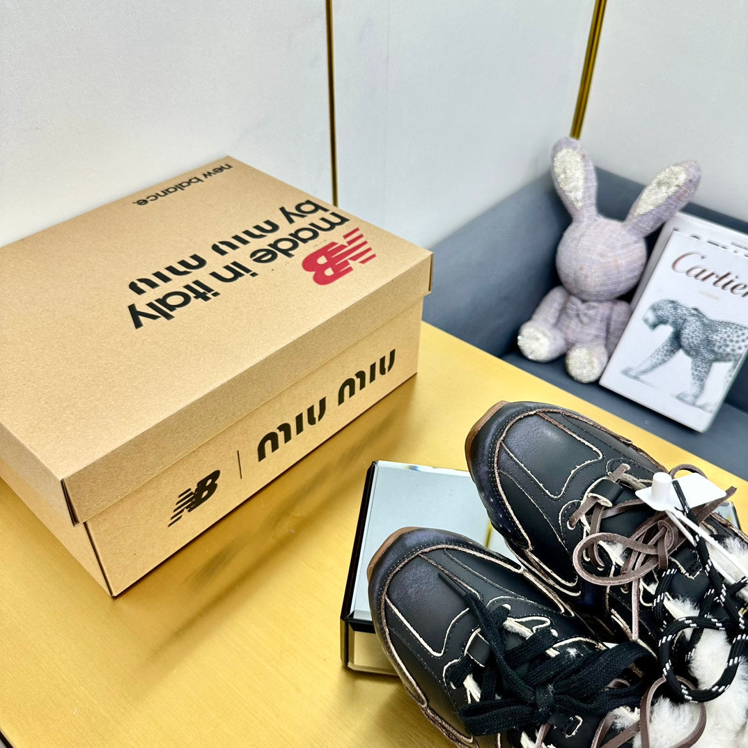 MIUxNB 530 SNEAKER MULES IN BLACK CALFSKIN SHEARLING、mysite、Cacoeks