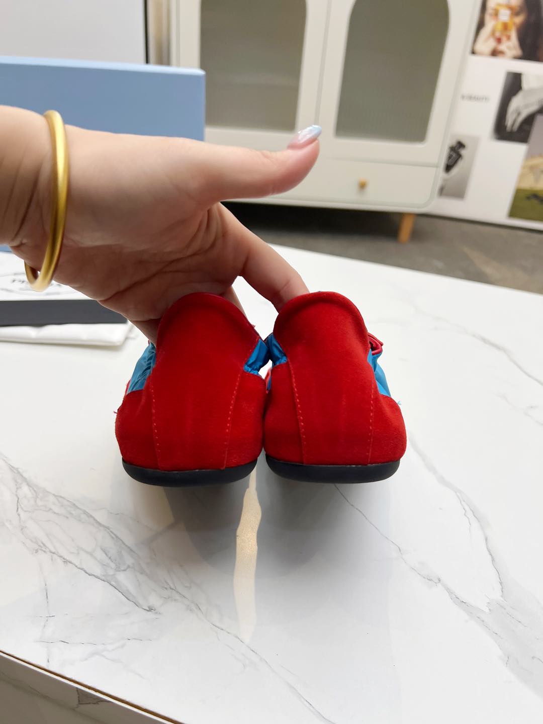 COLLAPSE SNEAKERS IN RED SUEDE AND SKY BLUE NYLON、mysite、Cacoeks