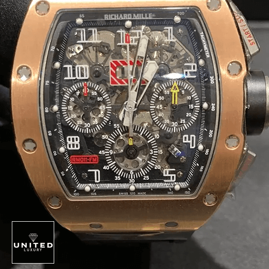 Richard Mille Rose Gold Bezel Black Dial Replica front view