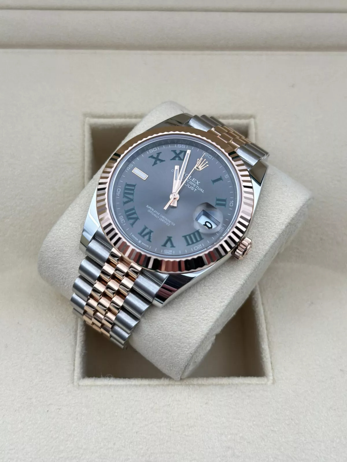 Rolex Datejust 41mm Super Clone Swiss Watch Everose Two Tone Jubilee Bracelet Chocolate Dial Ref M126331-0016-3235 Swiss Movement
