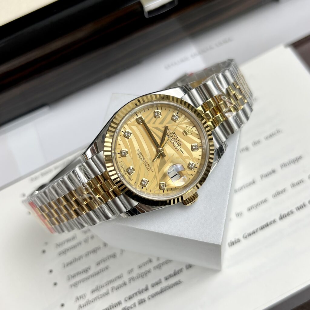 Đồng Hồ Rolex DateJust Mặt Lá Cọ Demi Gold Fake 11 EW 36-41mm (1)