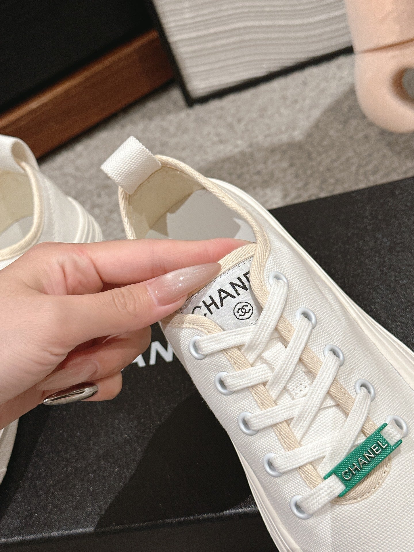 LACE-UP SNEAKERS IN WHITE CANVAS、mysite、Cacoeks
