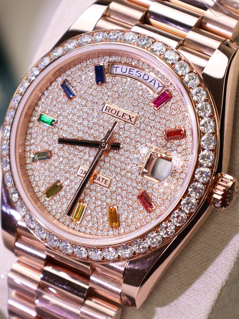 Đồng Hồ Rolex Day-Date Chế Tác Kim Cương Moissanite + Bọc Vàng Hồng 18K GMF 40mm (2)
