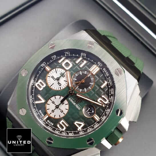 Audemars Piguet Royal Oak Offshore 26405CE.OO.A056CA.01 "Green Dial" High-End Clone Quality ap green black ceramic replica left