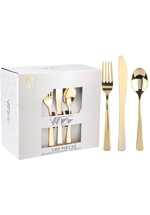 gold plastic silverware