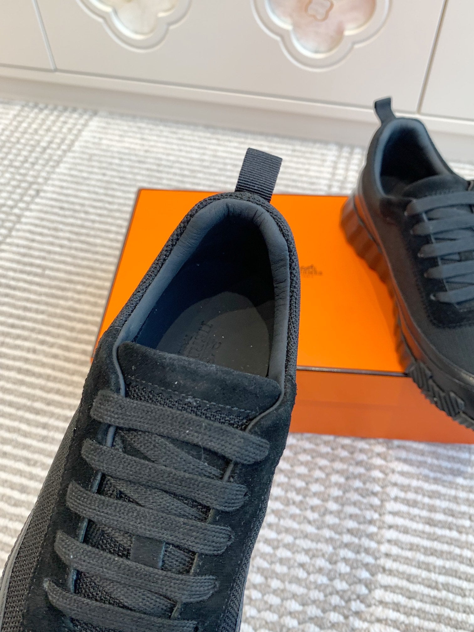 BOUNCING SNEAKER IN BLACK GRAPHIC MESH AND CALFSKIN、mysite、Cacoeks