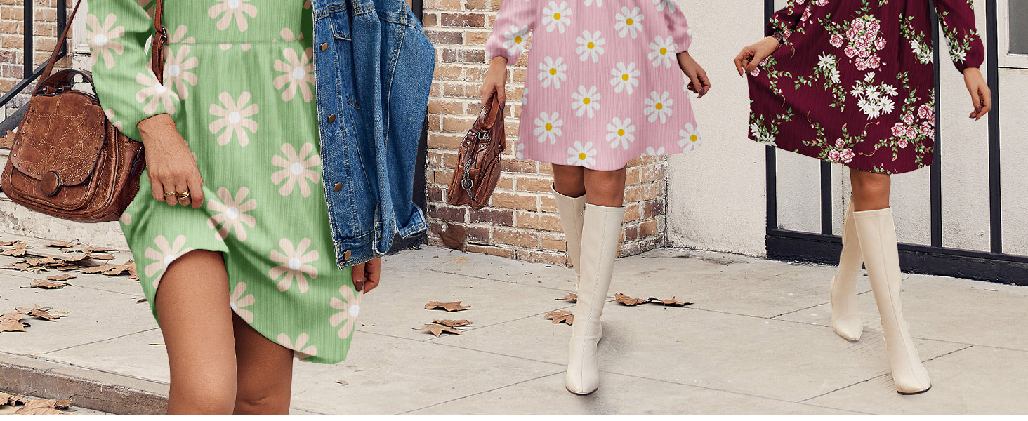 women's fall dresses long sleeve knit sweater dress womens casual a line dress winter dresses