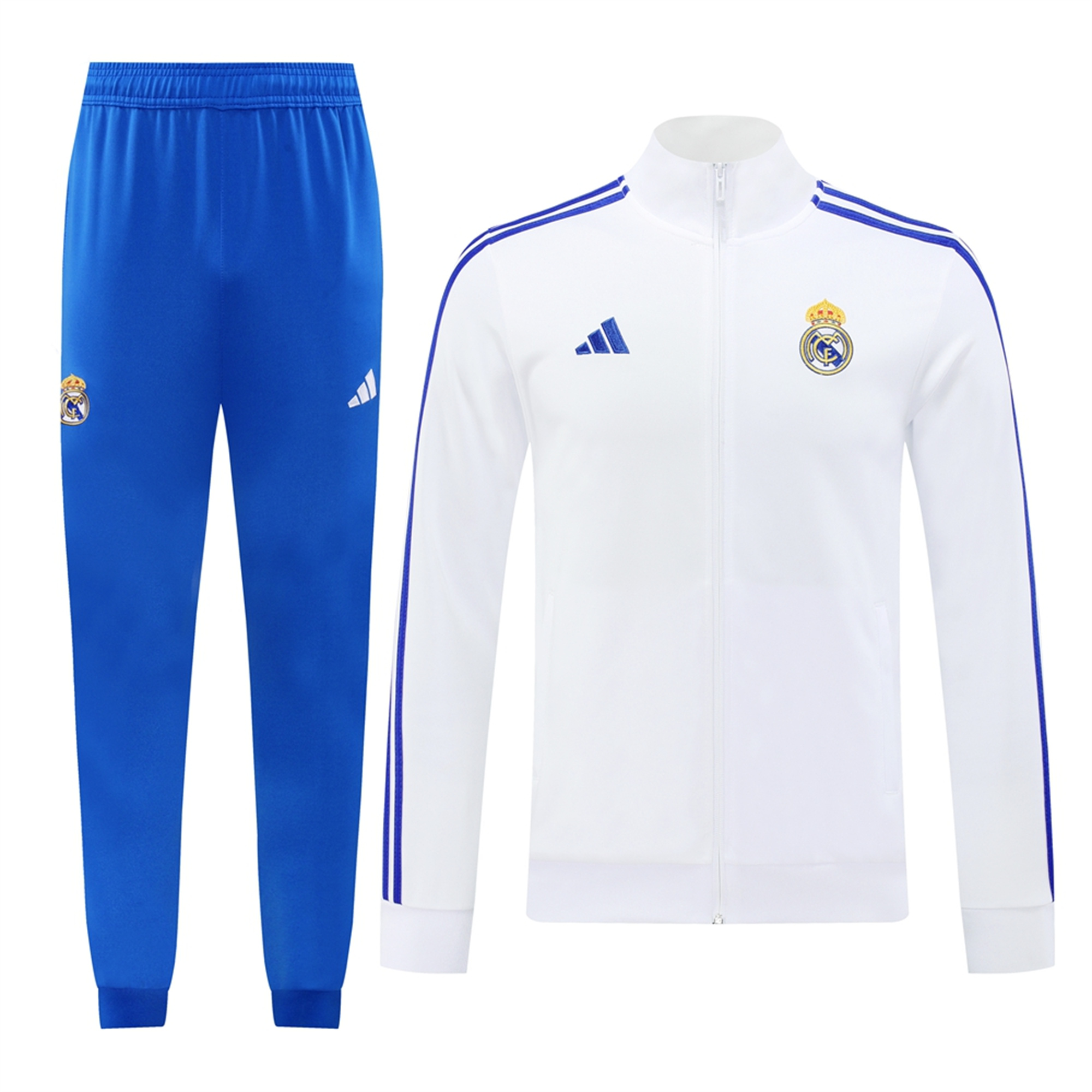 JerseysGala.com | Real Madrid 24-25 Jacket Training Tracksuit - Blue & White -Customize Name, Number and Patch | Worldwide Shipping