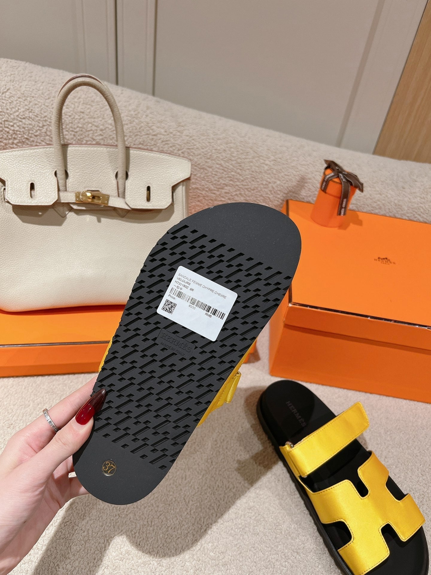 CHYPRE SANDAL BLACK MIX BRIGHT YELLOW CALFSKIN、mysite、Cacoeks