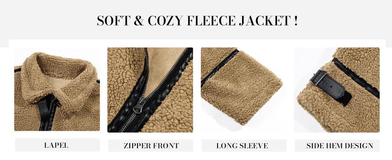 Imily Bela Womens Winter Faux Fur Coats Fleece Zip up Sherpa Moto Jackets Trendy Warm Leather Patchwork Outerwear