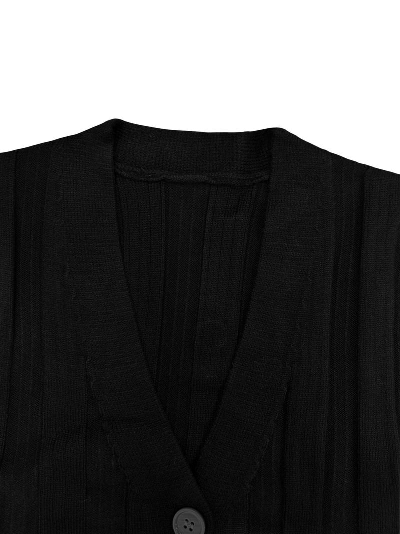 Women’s New V Neck Knitted Dress with Button Details, Long Sleeve Short Waist A-Line Skirt for Casual and Stylish Looks