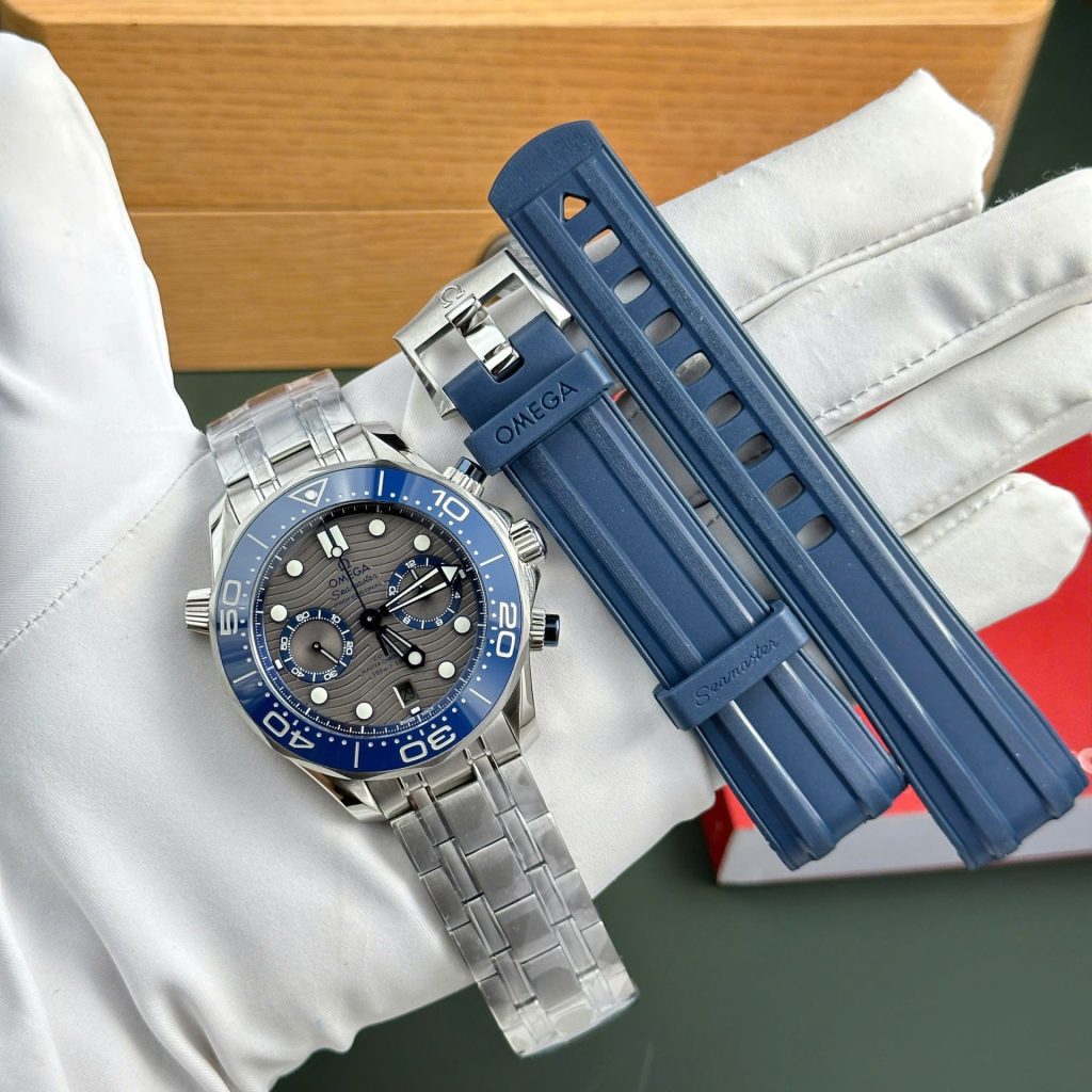 Đồng Hồ Omega Chế Tác Seamaster Diver 300M Chronograph Mặt Xám Nhà Máy N1 44mm (2)