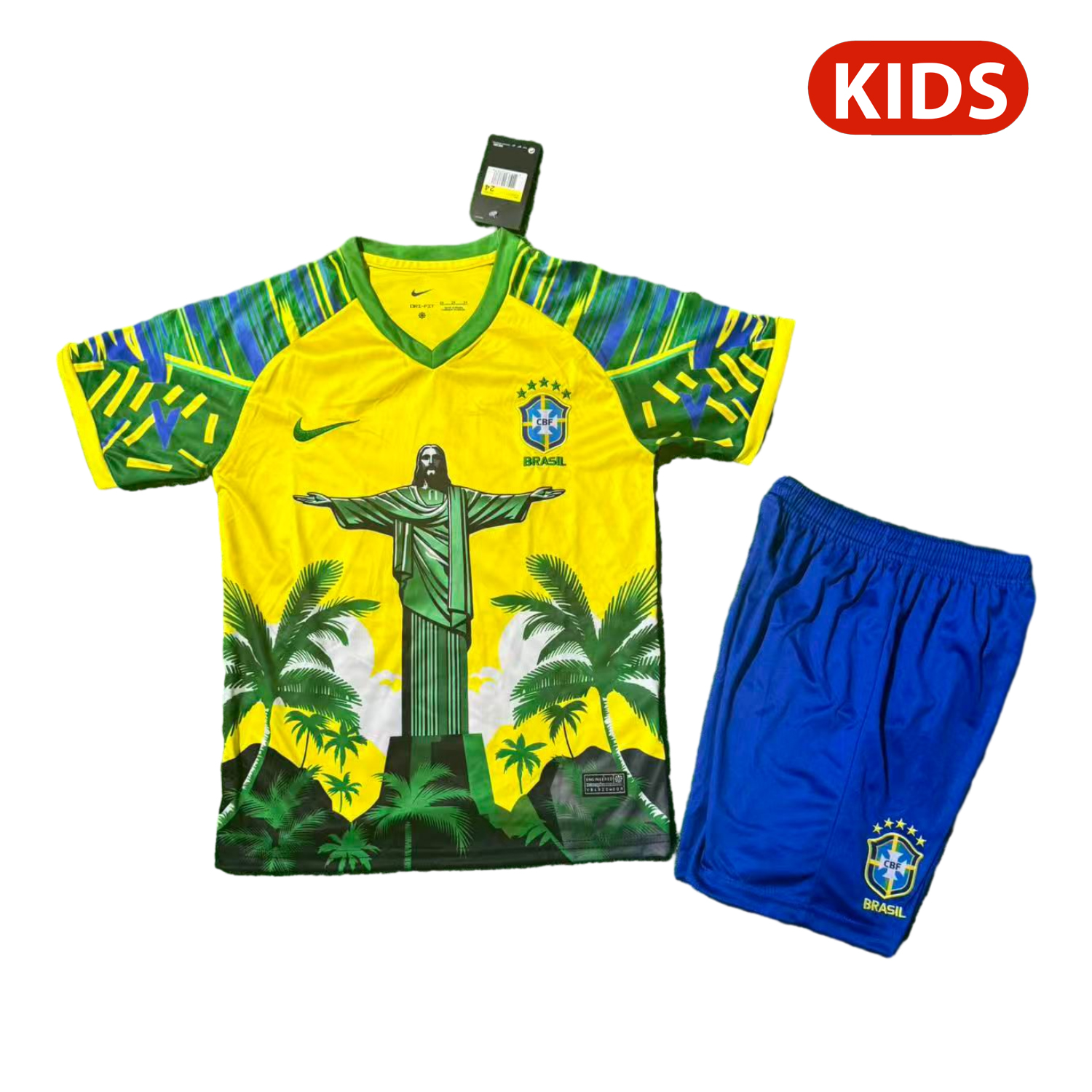 UltraTrikot-Brazil 25-26 Green Jesus Yellow Special Kids Kit