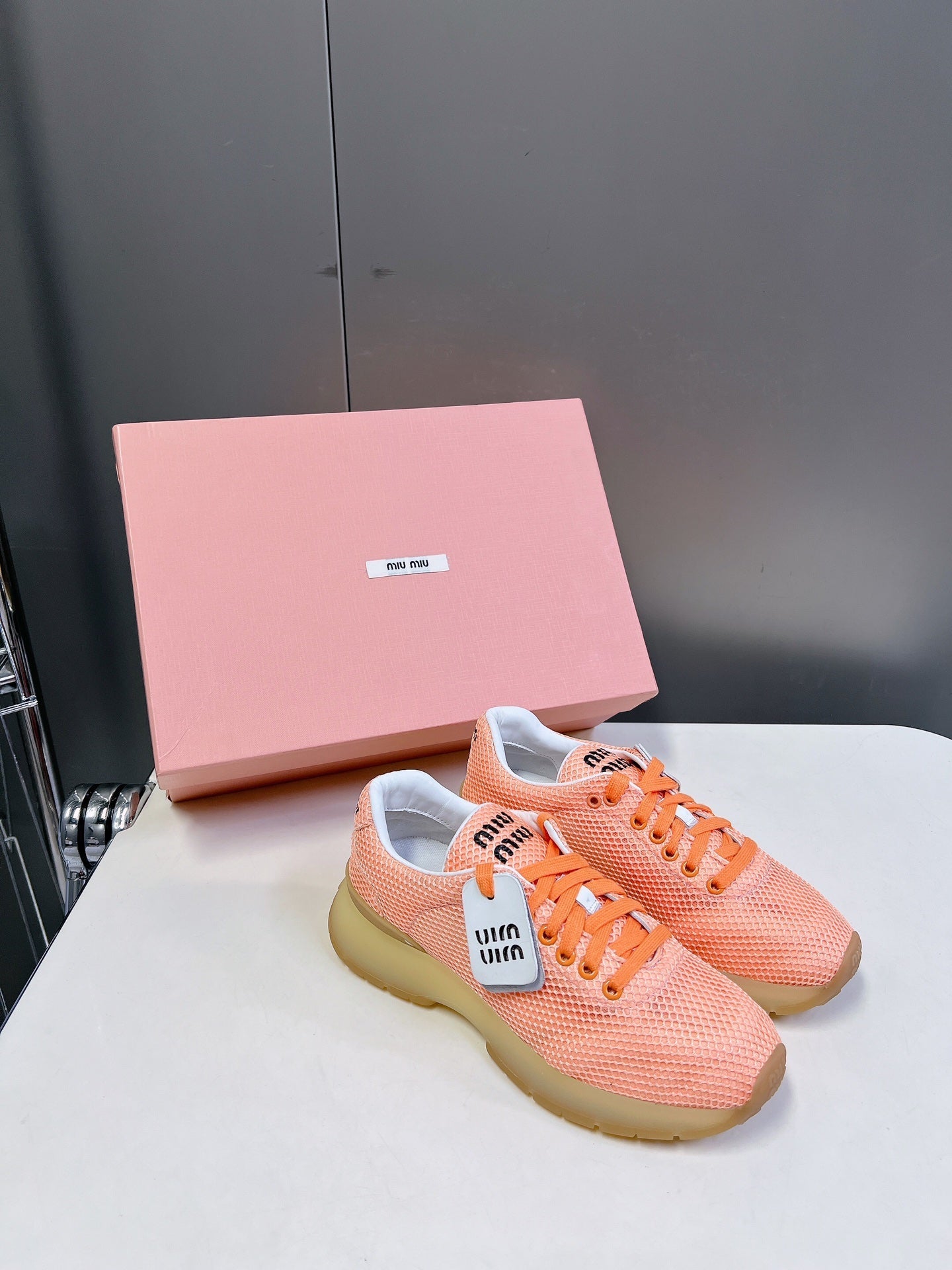 BASIC SNEAKERS IN LIGHT ORANGE MESH、mysite、Cacoeks