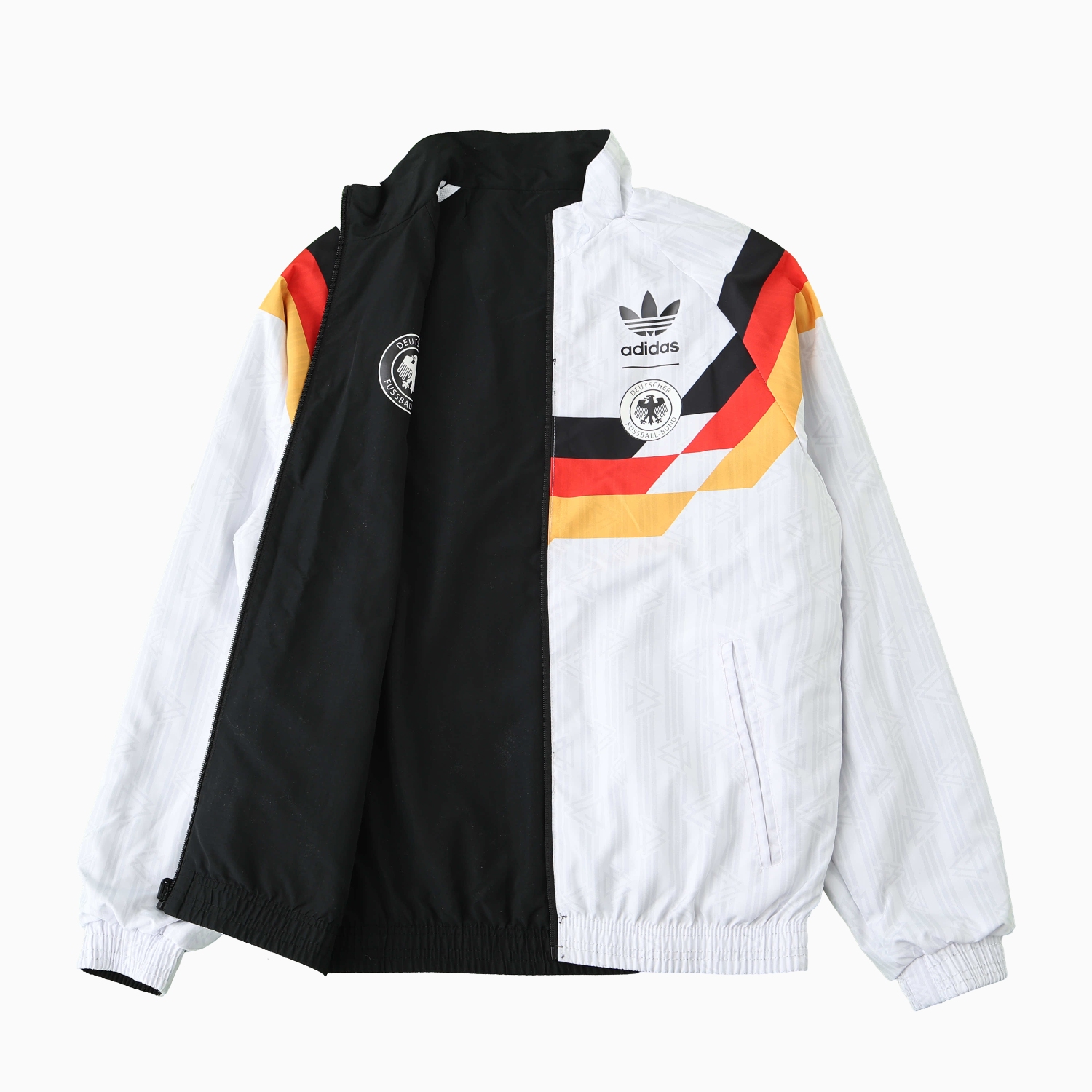 Funinjersey-Retro Germany 1990 Double Sided Reversible Windbreaker - White & Black