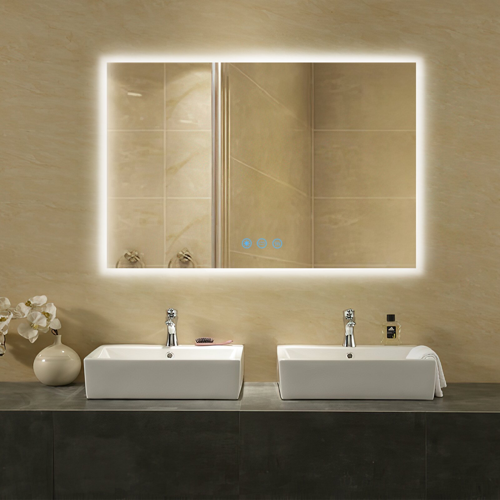 【Home Improvement】Bronson Rectangle LED Wall Mirror111