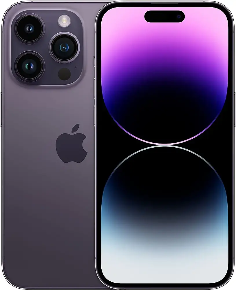 Front. Apple - Pre-Owned iPhone 14 Pro 5G 256GB (Unlocked) - Deep Purple.