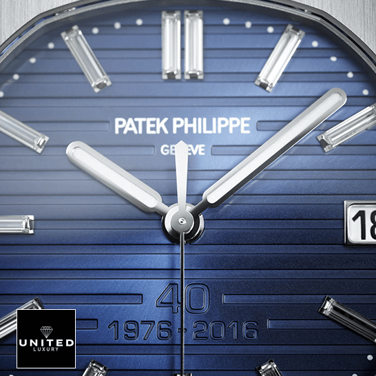 Patek Philippe Nautilus Platinum Blue Replica 3 Patek Philippe Geneve Nautilus Blue Dial Replica close analog view