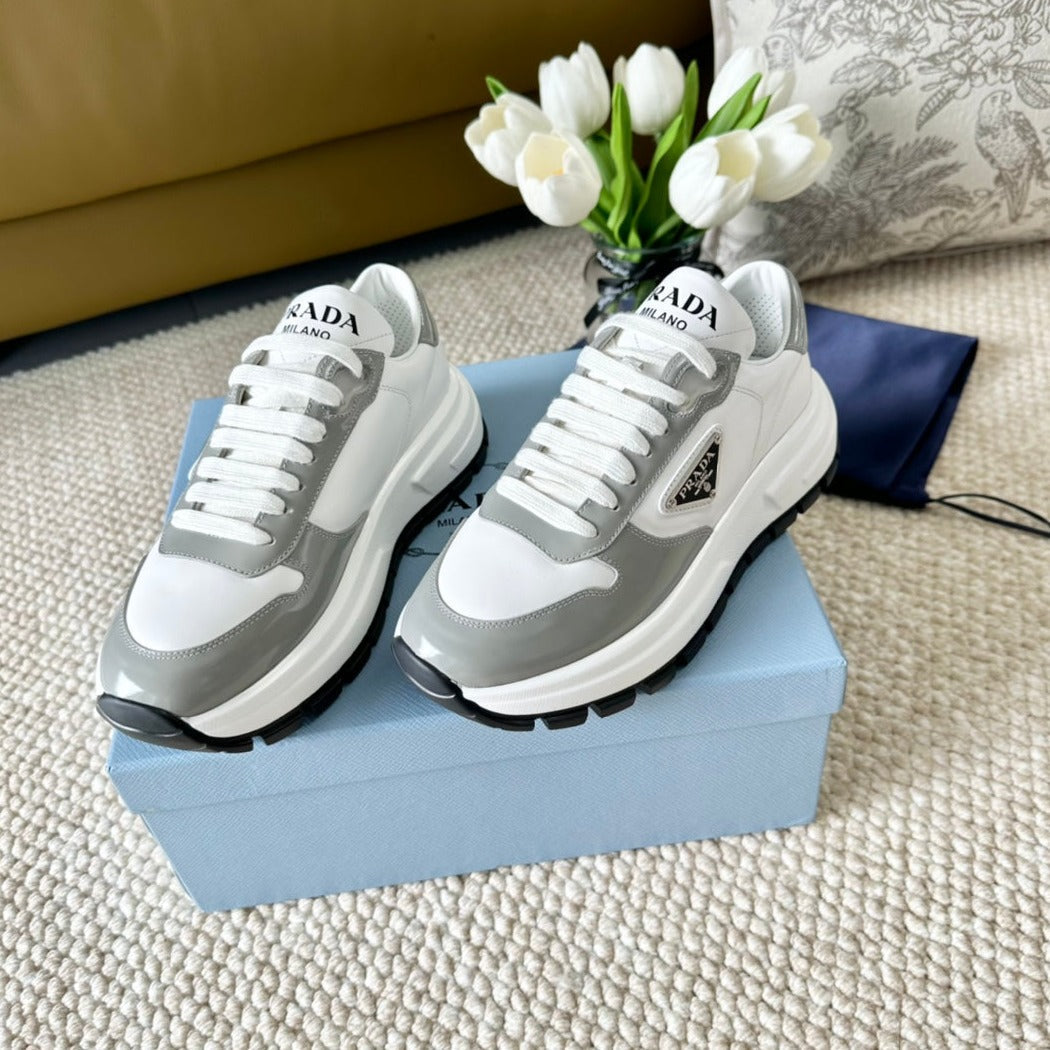 PRA BLACK THICK SOLE SNEAKER GRAY AND WHITE CALFSKIN、mysite、Cacoeks