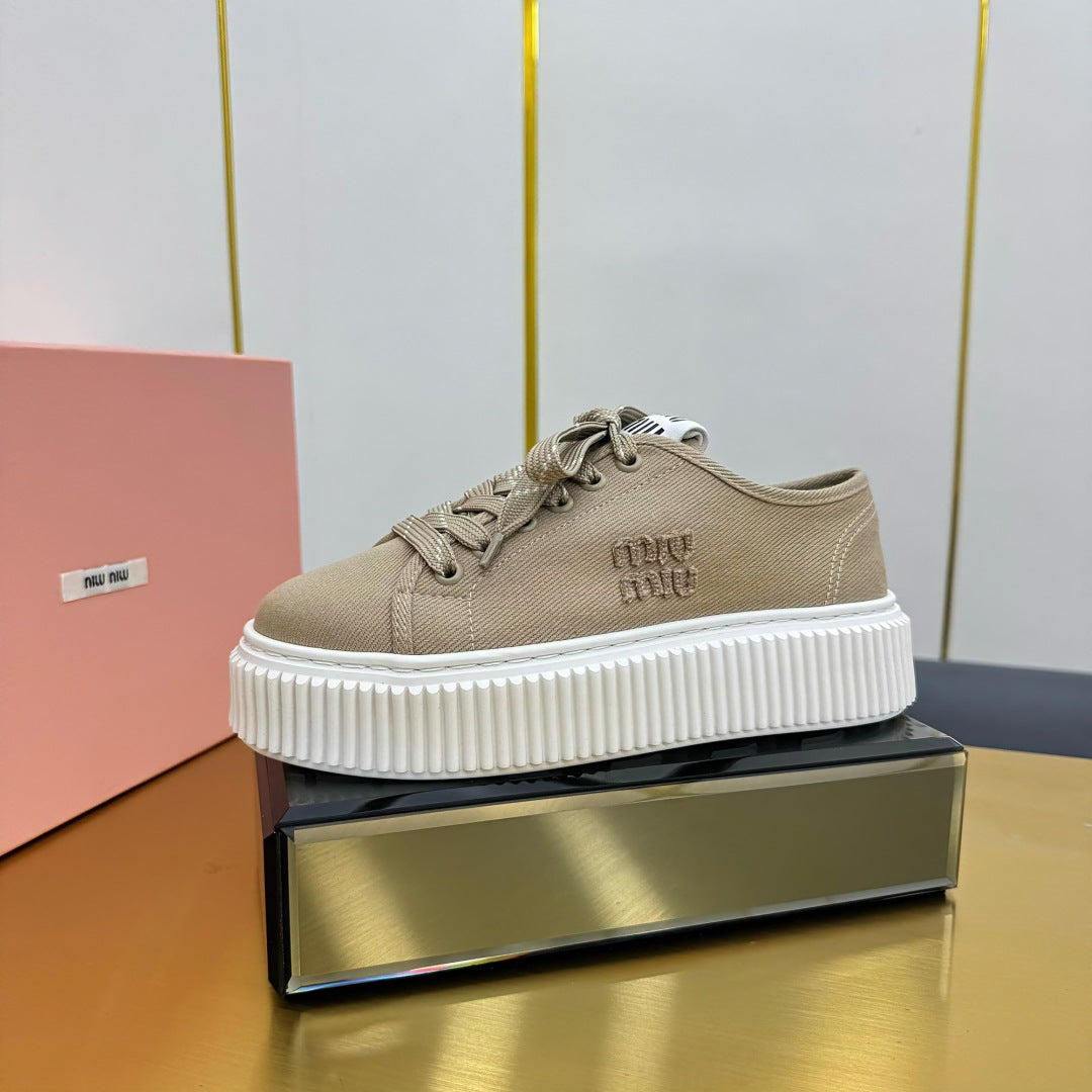 WASH SNEAKER IN DARK BEIGE DENIM、mysite、Cacoeks