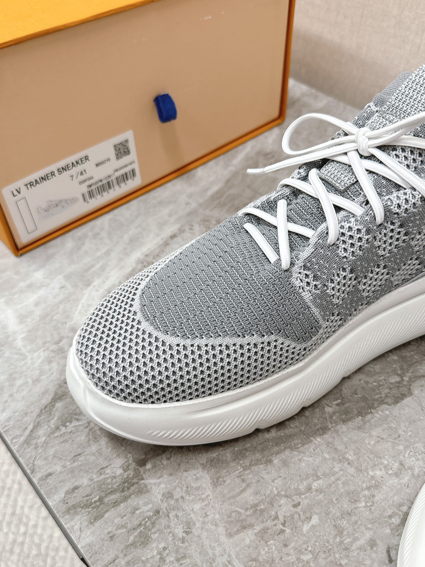 SNEAKERS IN DOVE GRAY DAMIER ELASTIC FABRIC、mysite、Cacoeks