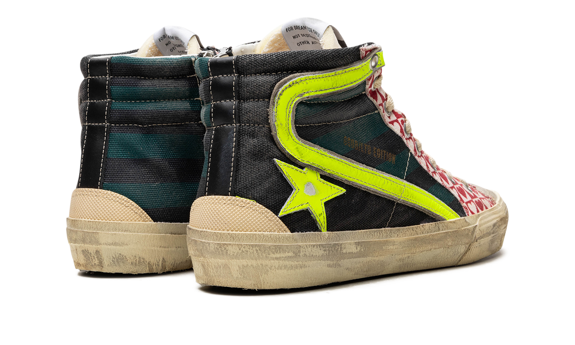 SLIDE CANVAS UPPER SUEDE AND GABARDINE TOE NYLON TONGUE LEATHER STAR AND WAVE "BLACK GREEN ICE YELLOW"、mysite、Cacoeks