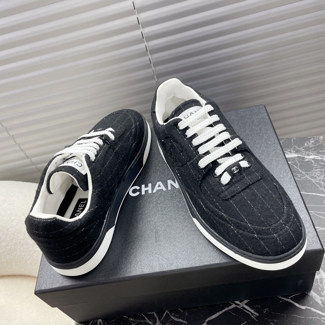 TRAINER SHOES IN BLACK WOOL FABRIC、mysite、Cacoeks