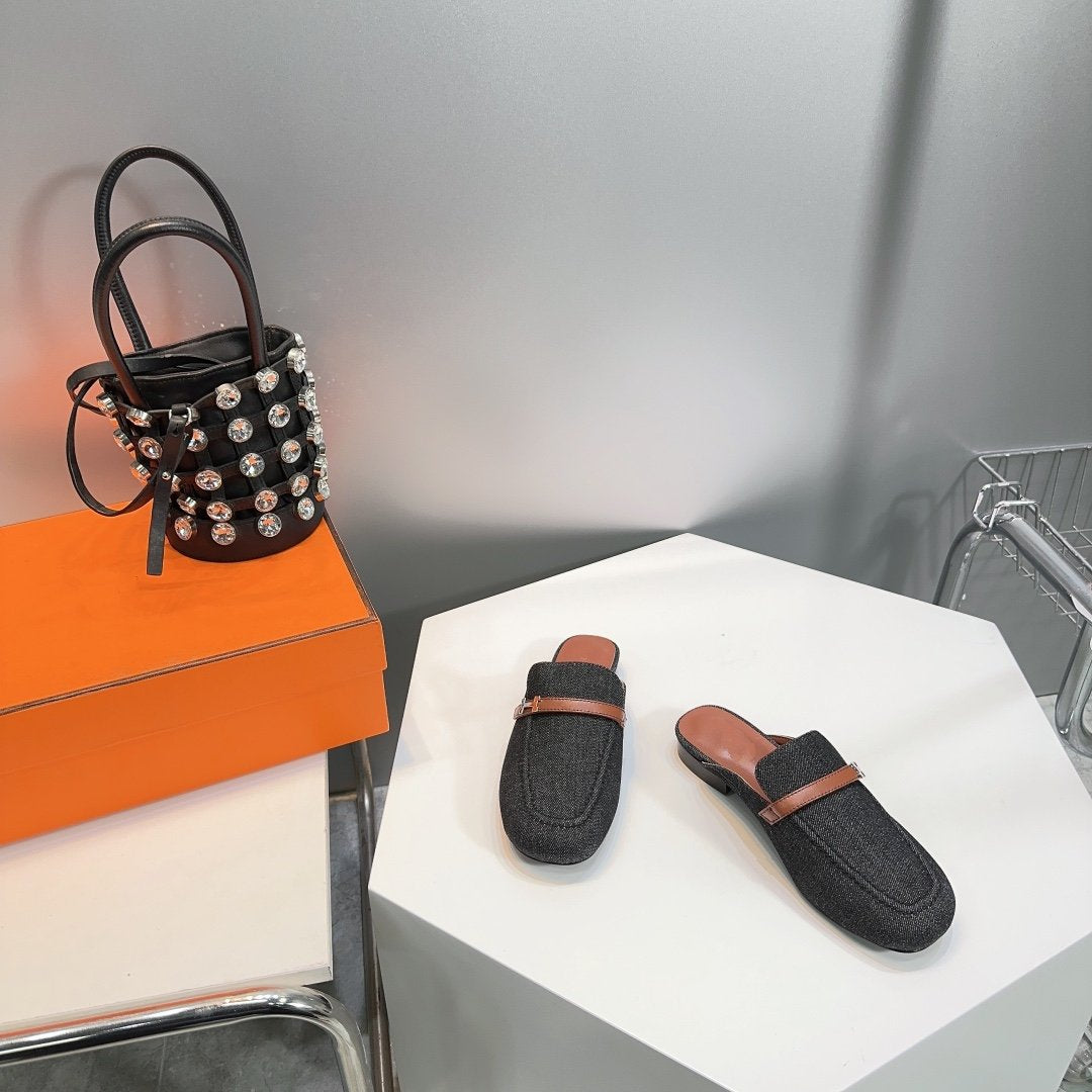 Lena Mule Black Denim、mysite、Cacoeks