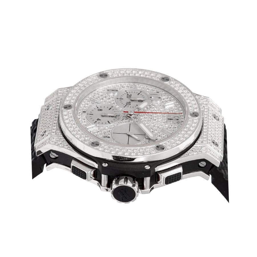 hublot classic fusion chronograph with diamond silver dial