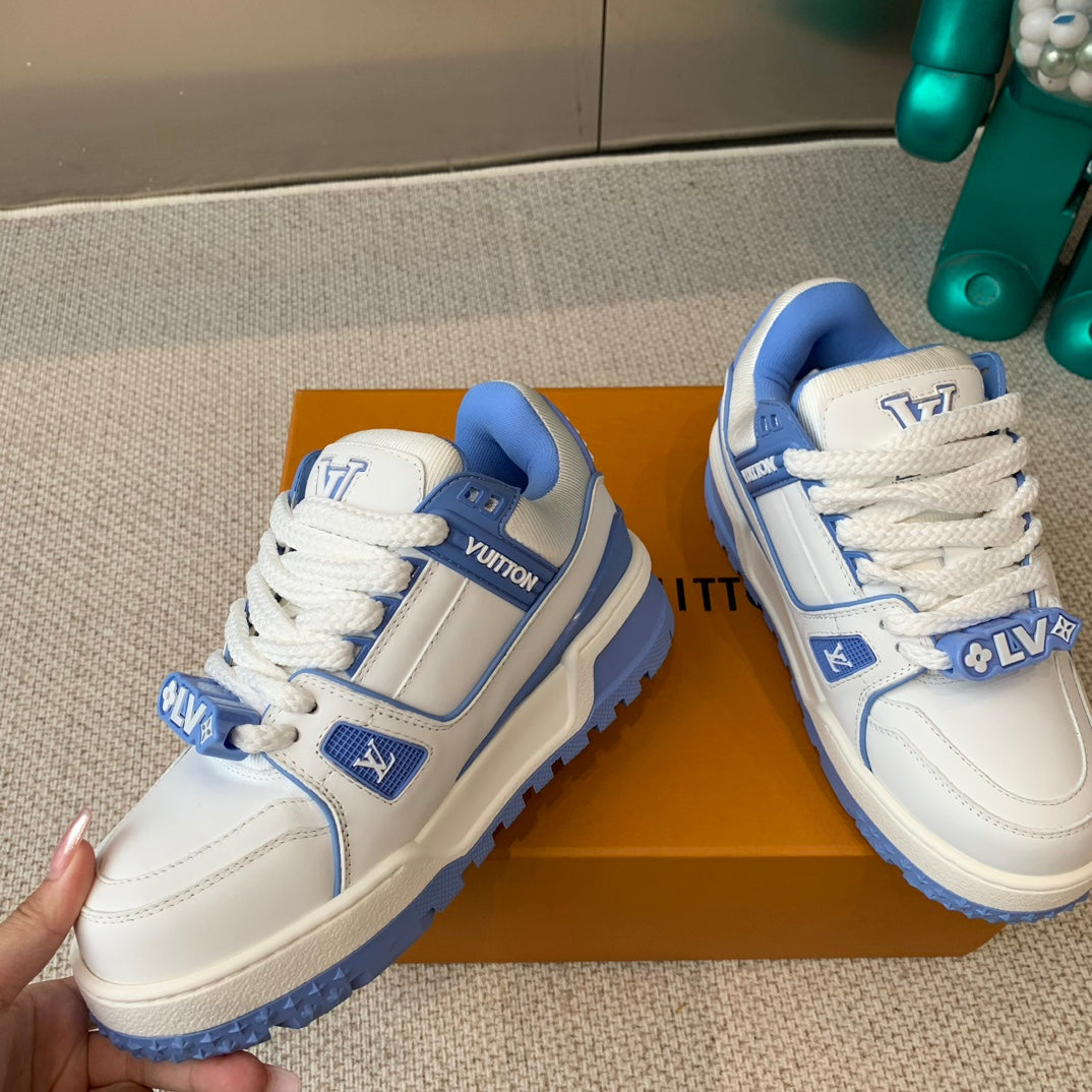 LV TRAINER MAXI SNEAKER IN WHITE MIX OCEAN BLUE CALFSKIN、mysite、Cacoeks