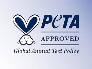  PETA logo in navy bue against gradient blue background.