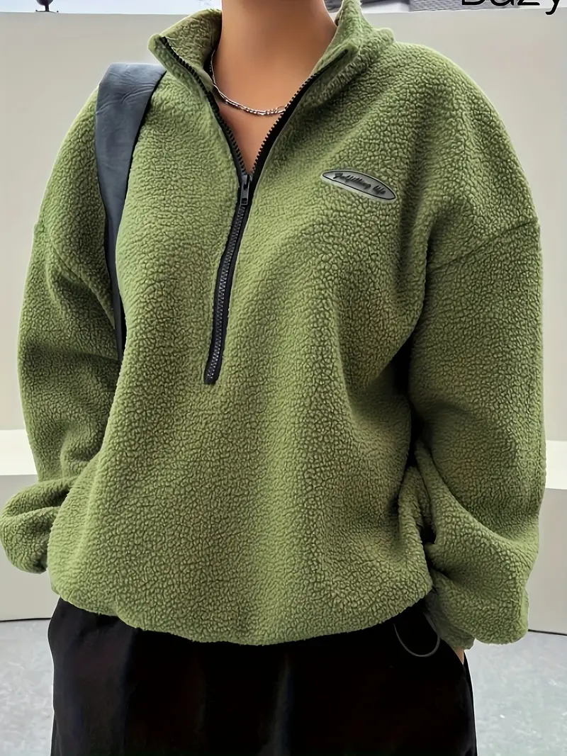   front plush pullover sweatshirt casual long sleeve sweatshirt womens clothing details 8