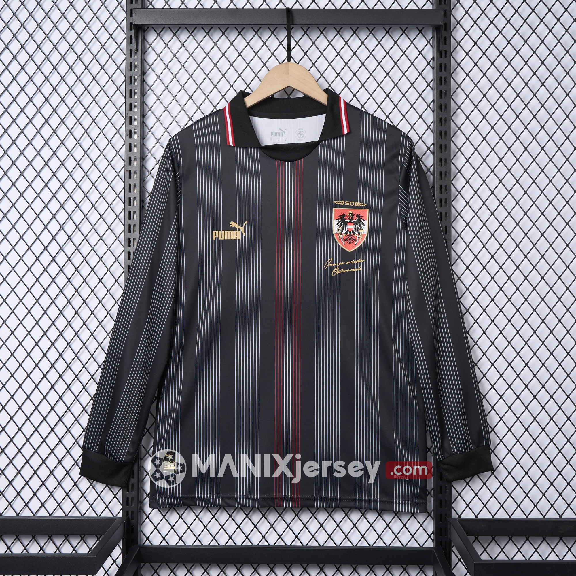 ManixJersey.com | Austria 2024 50th Anniversary Long Sleeve Jersey - Fans Version -Customize Name, Number and Patch | Worldwide Shipping