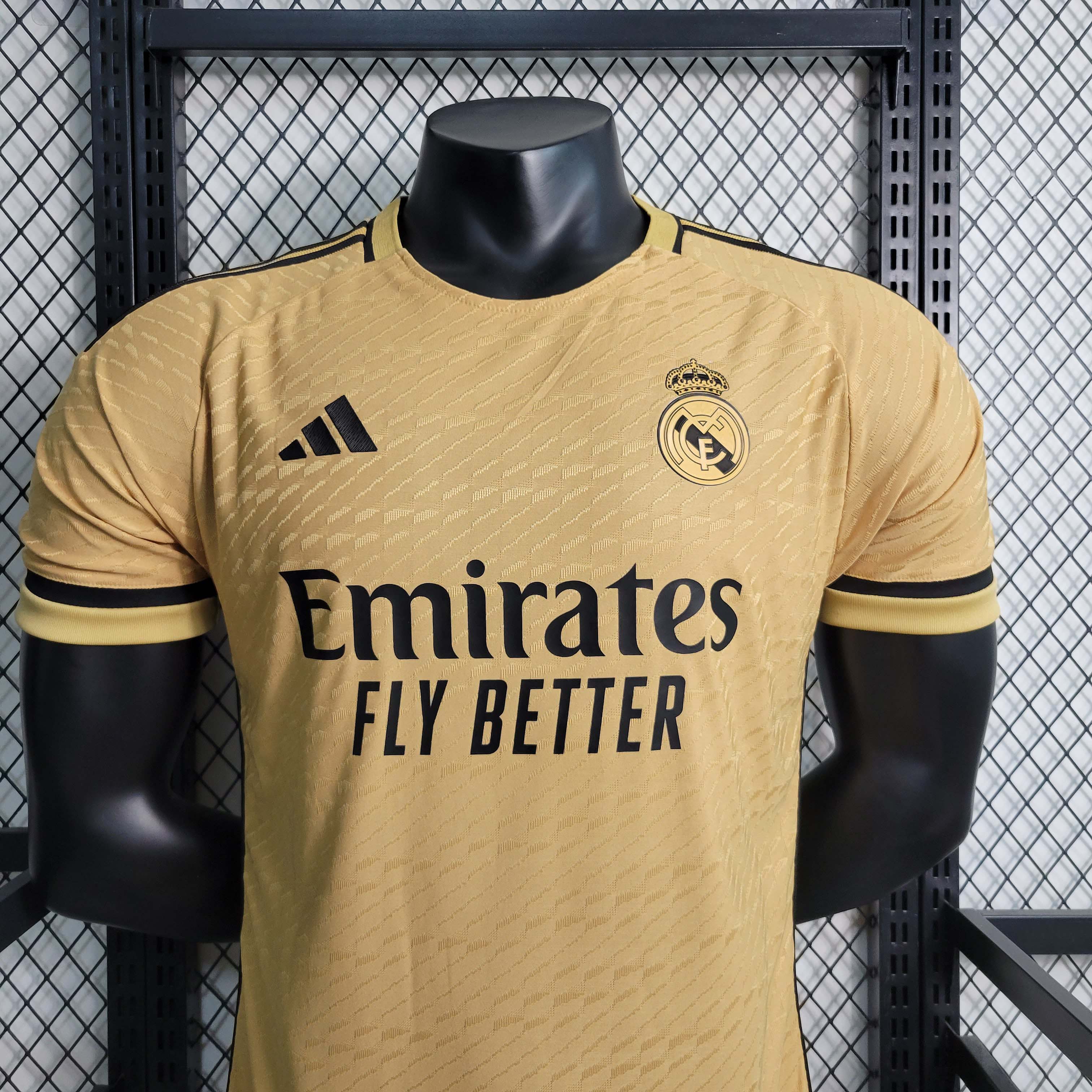 2023/2024 Player Version Real Madrid Special Edition golden Football Shirt 1:1 Thai Quality:football jersey mysite: unitedjerseyfootball 邓江浪:football