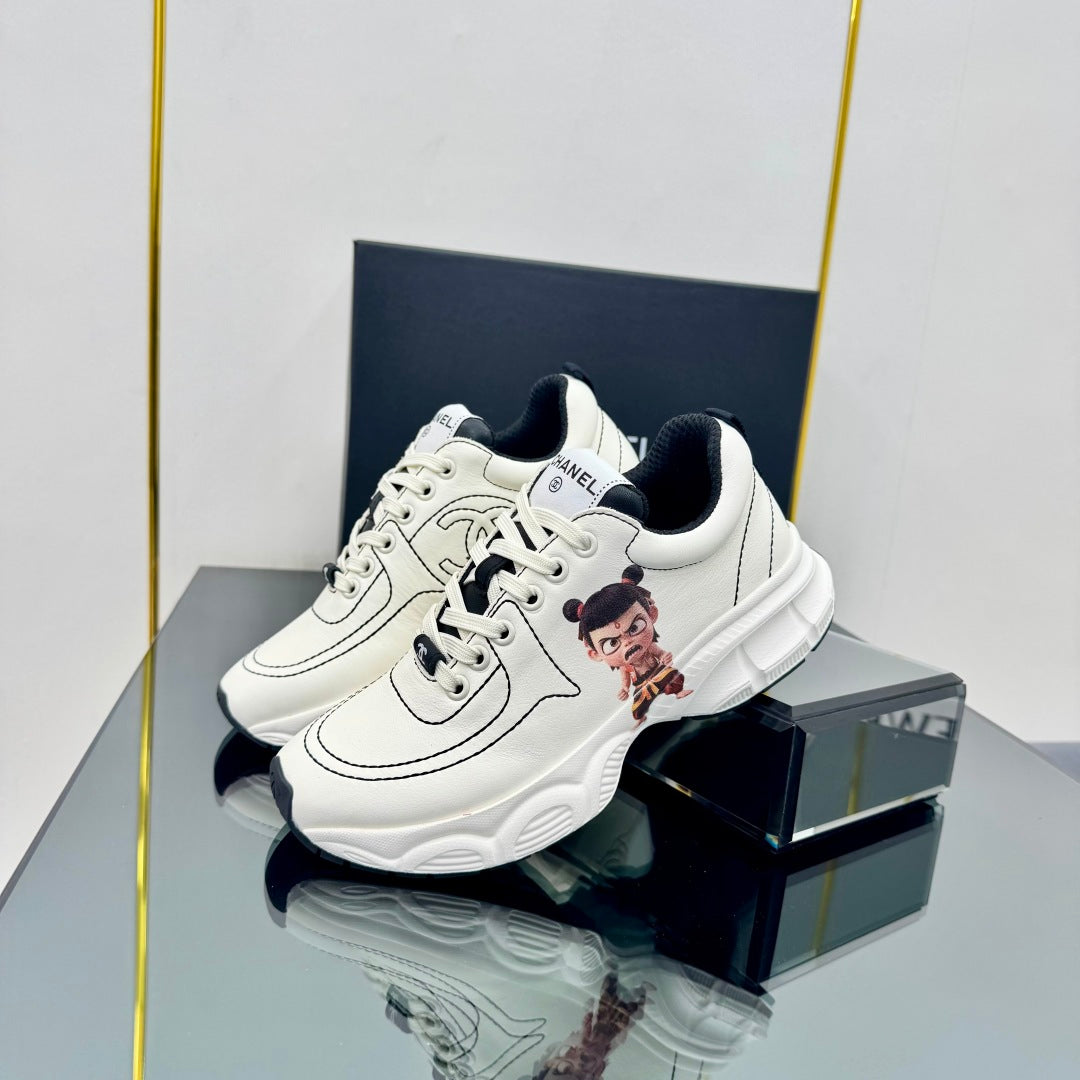 TRAINERS SNEAKER IN WHITE CALFSKIN WITH STICKER 238629、mysite、Cacoeks
