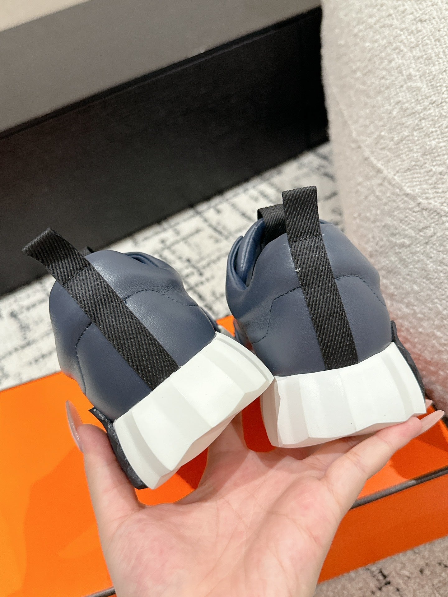 BOUNCING SNEAKER IN SPACE BLUE CALFSKIN、mysite、Cacoeks