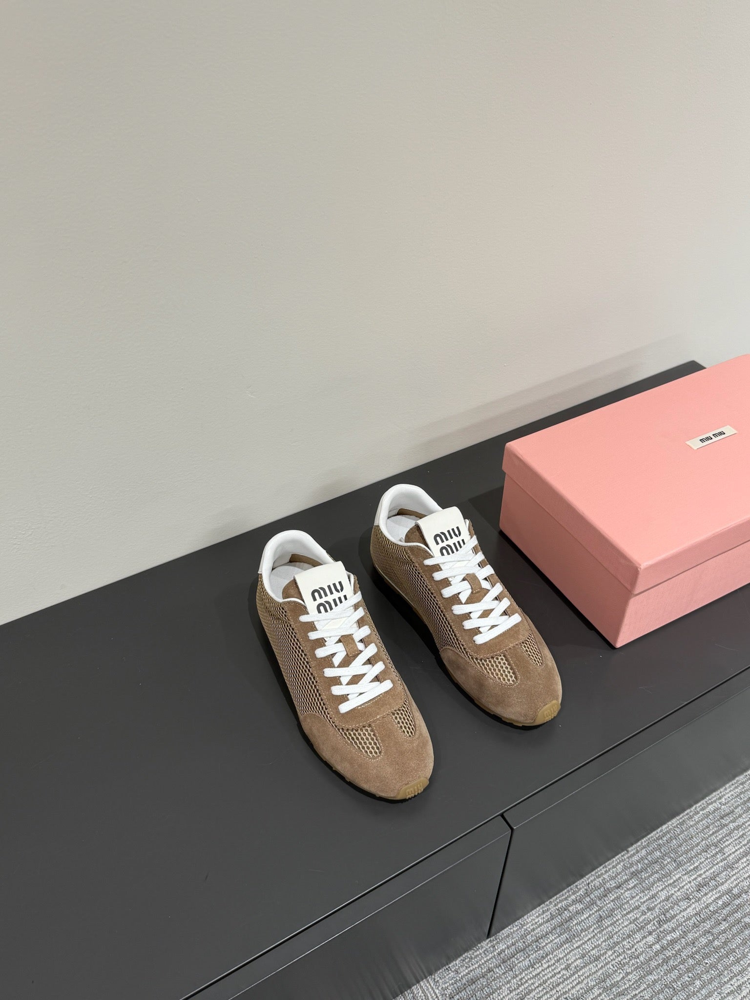 RETRO SNEAKERS IN COFFEE BROWN MESH AND SUEDE、mysite、Cacoeks